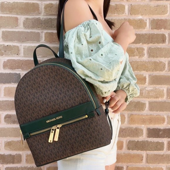 NWT Michael Kors Backpack Brown MK Signature - Picture 4 of 7